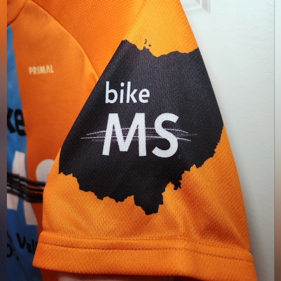 PRIMAL BIKE MS 2017 CYCLING JERSEY MENS SZ MEDIUM Orange Blue EUC - Picture 3 of 8